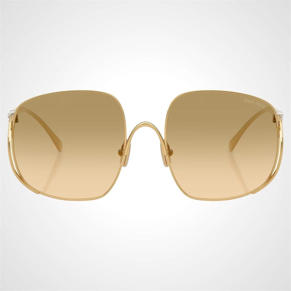 New MIU MIU Sunglasses Gold Metal Square Camomilla Gradient Lens - Picture 2 of 7